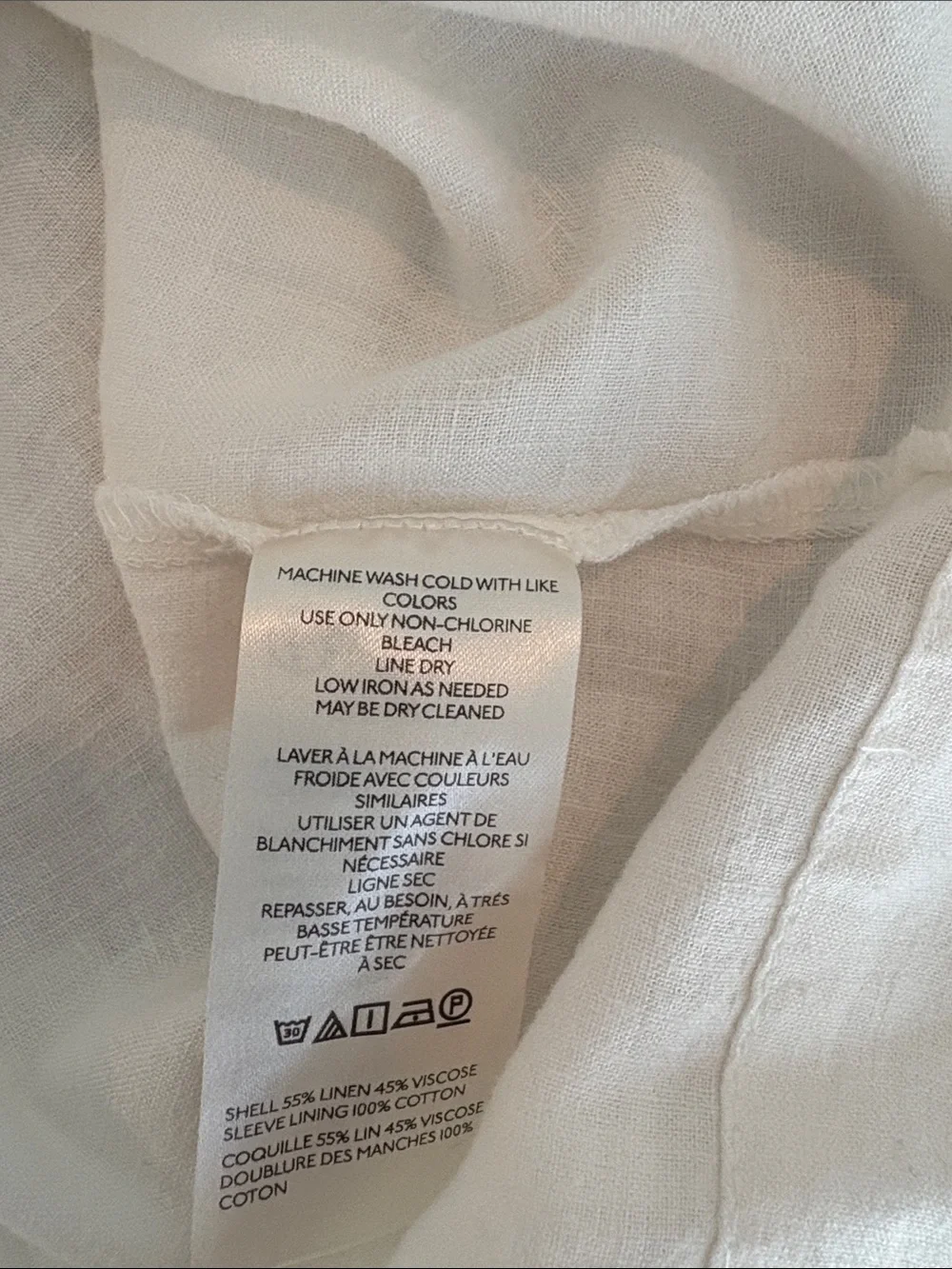 Anthropologie Cream Linen Smocked Yoke Puff Sleeve Blouse
